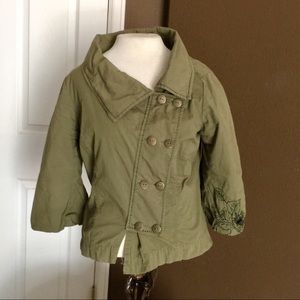 LIKE NEW Anthro Asymmetrical Olive Green Jacket